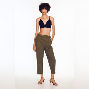 Zara belted cropped cargo pants sz xs